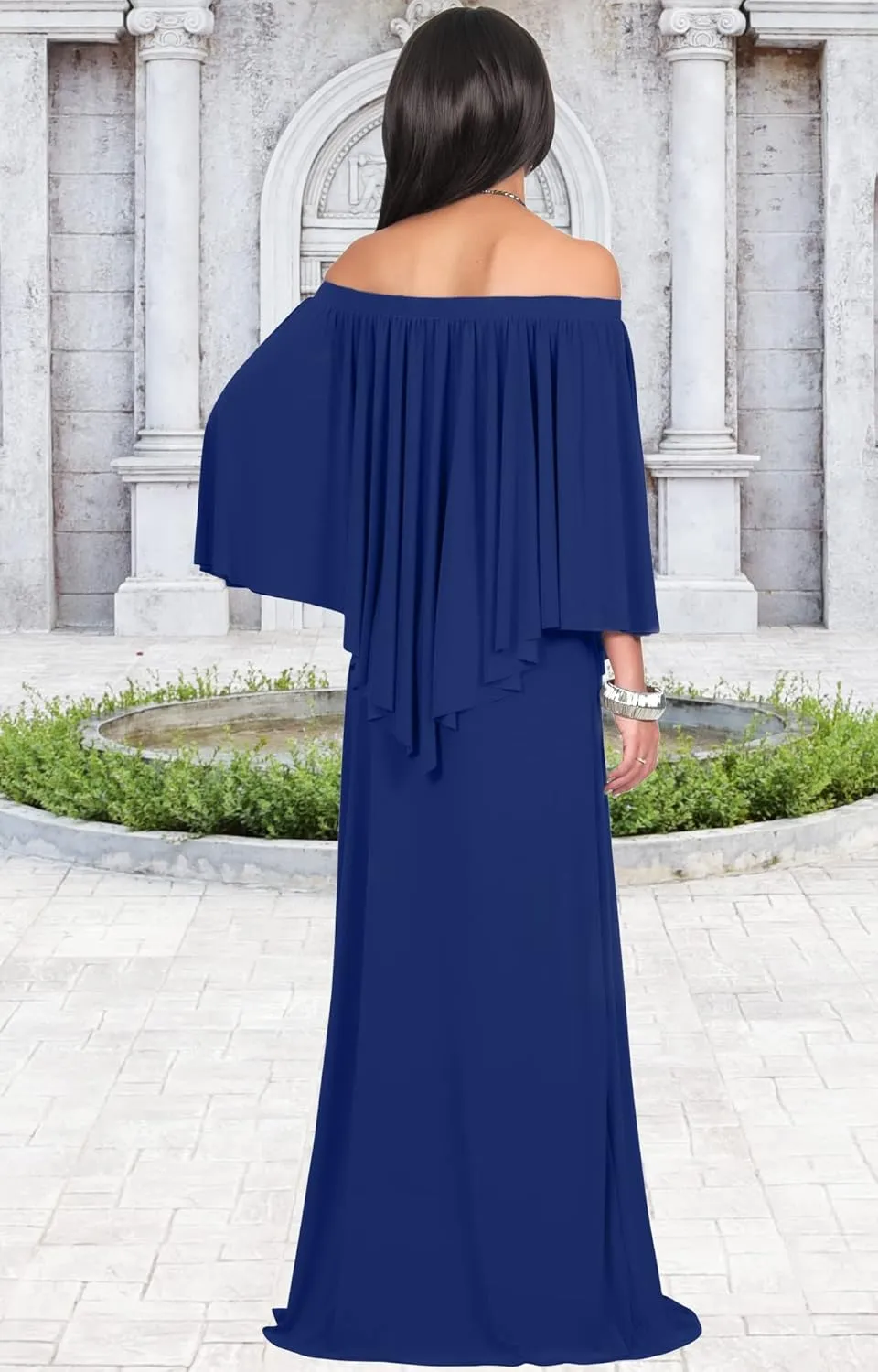 KOH KOH Women's 2025 Loose Fit Strapless Off Shoulder Flattering Cocktail Maxi Dress