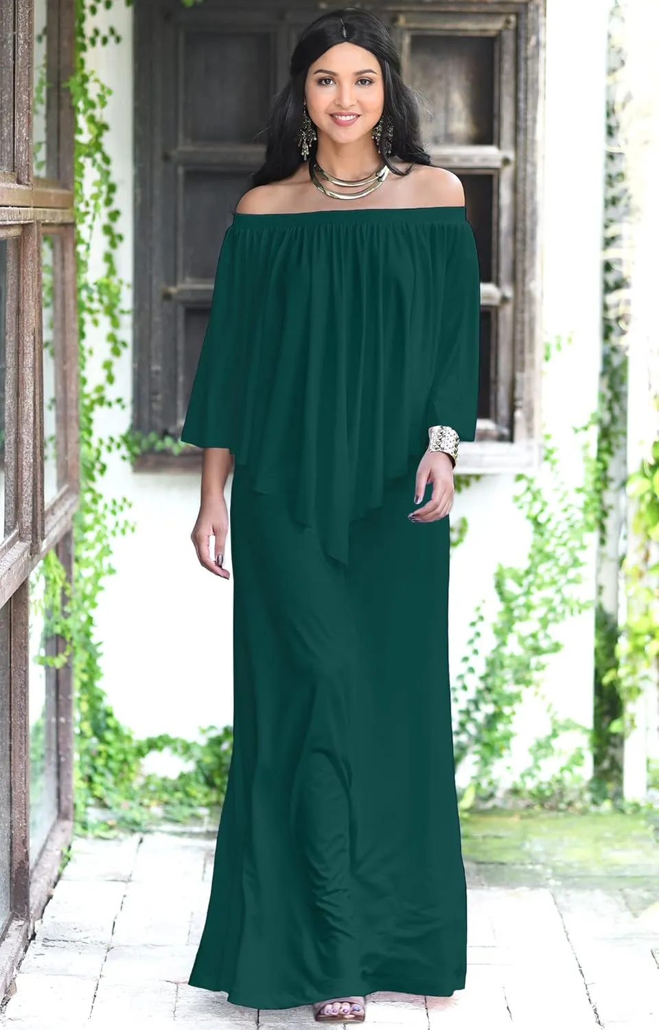 KOH KOH Women's 2025 Loose Fit Strapless Off Shoulder Flattering Cocktail Maxi Dress