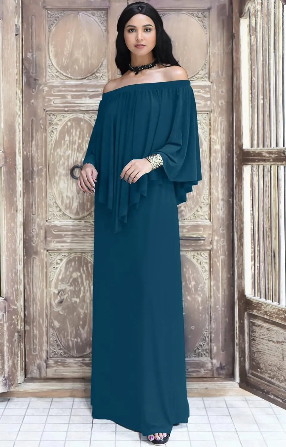 KOH KOH Women's 2025 Loose Fit Strapless Off Shoulder Flattering Cocktail Maxi Dress