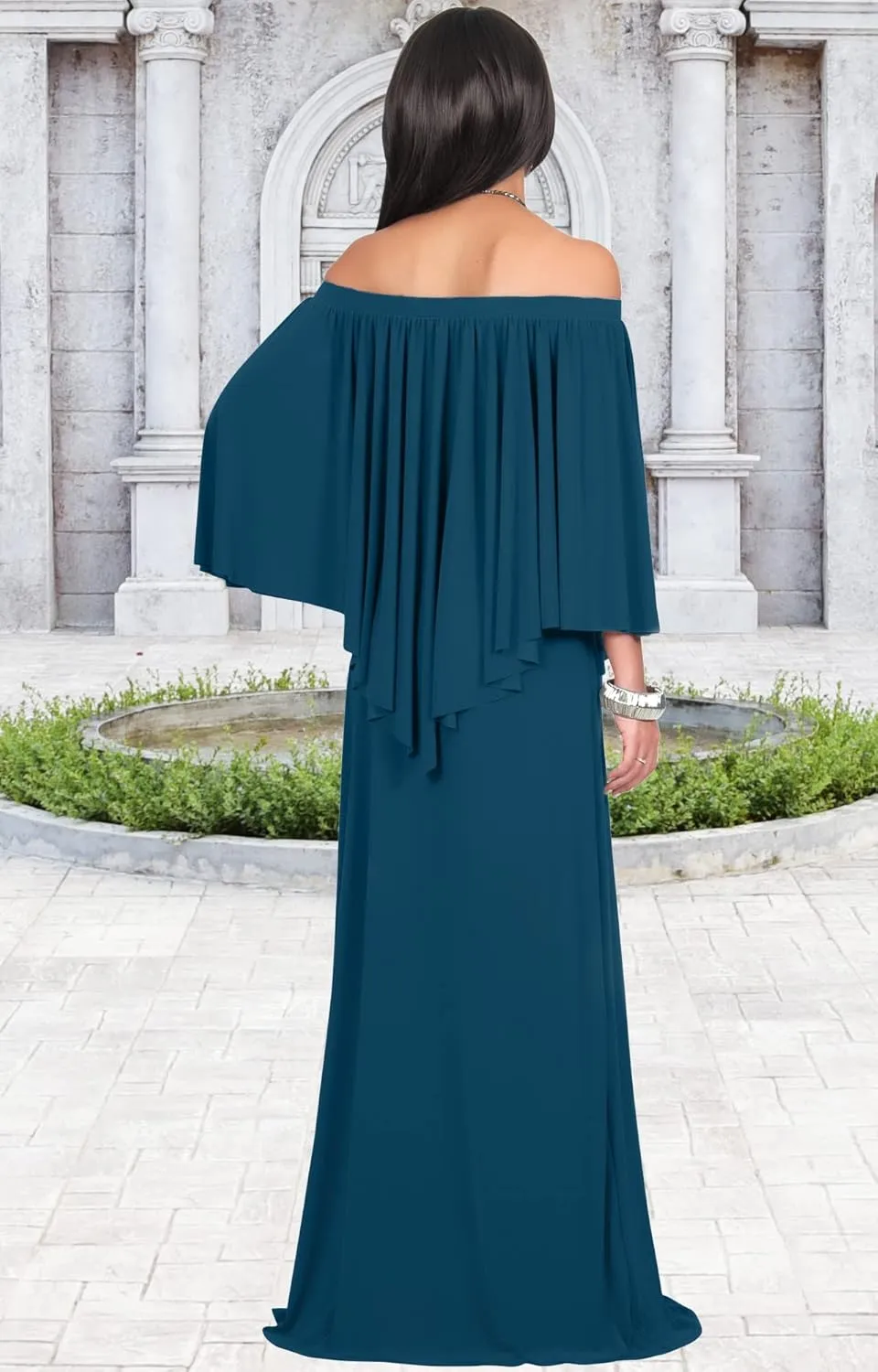 KOH KOH Women's 2025 Loose Fit Strapless Off Shoulder Flattering Cocktail Maxi Dress