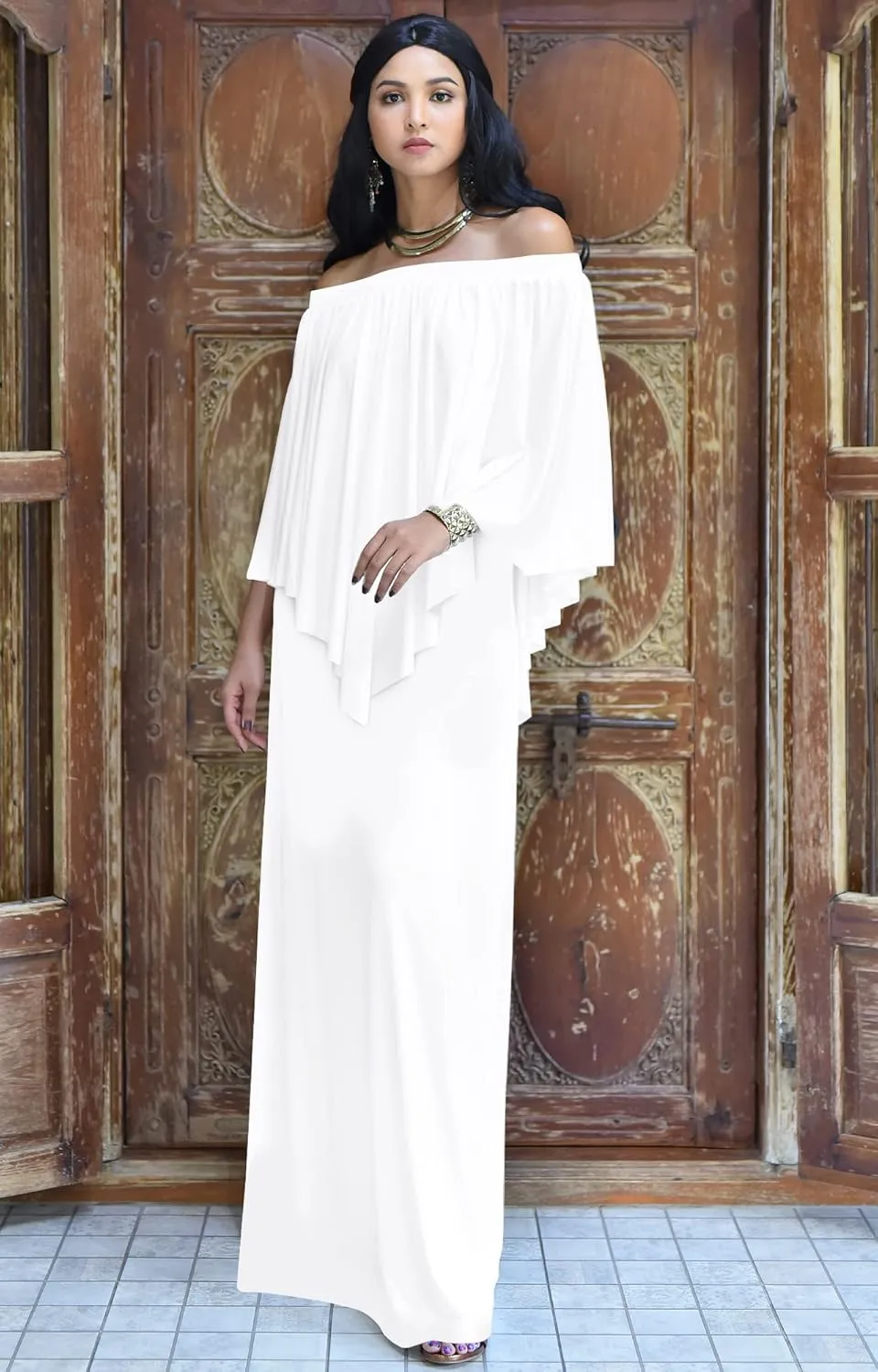 KOH KOH Women's 2025 Loose Fit Strapless Off Shoulder Flattering Cocktail Maxi Dress