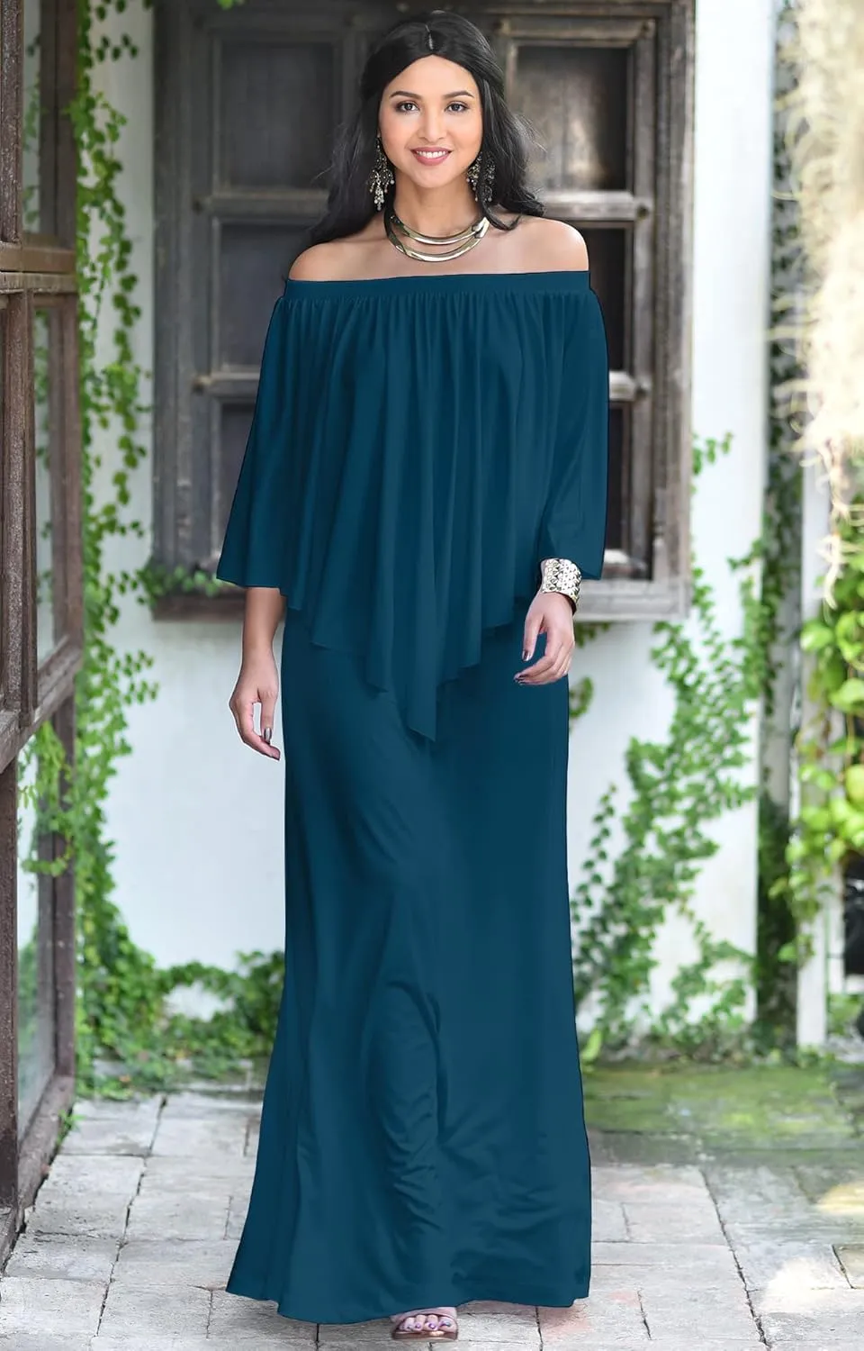 KOH KOH Women's 2025 Loose Fit Strapless Off Shoulder Flattering Cocktail Maxi Dress