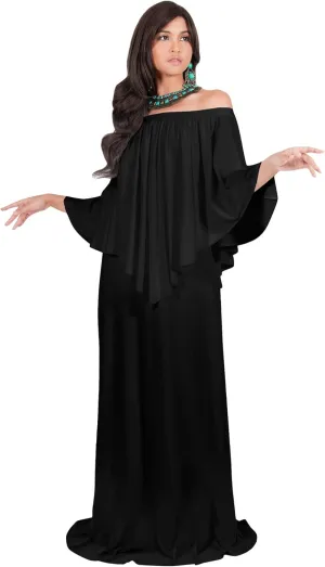 KOH KOH Women's 2025 Loose Fit Strapless Off Shoulder Flattering Cocktail Maxi Dress