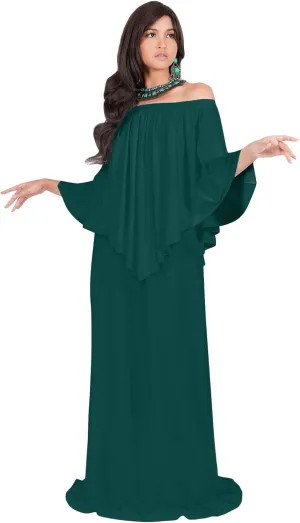 KOH KOH Women's 2025 Loose Fit Strapless Off Shoulder Flattering Cocktail Maxi Dress