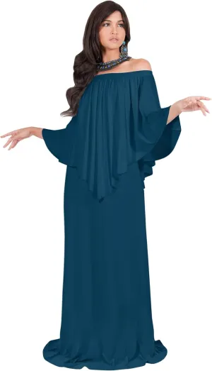 KOH KOH Women's 2025 Loose Fit Strapless Off Shoulder Flattering Cocktail Maxi Dress