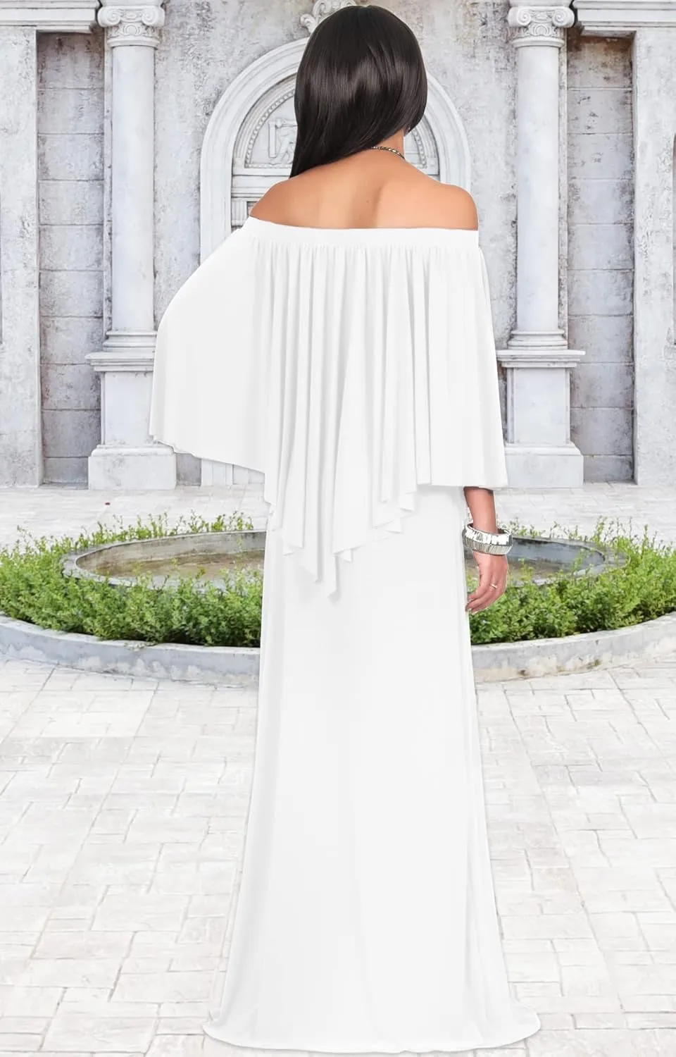 KOH KOH Women's 2025 Loose Fit Strapless Off Shoulder Flattering Cocktail Maxi Dress