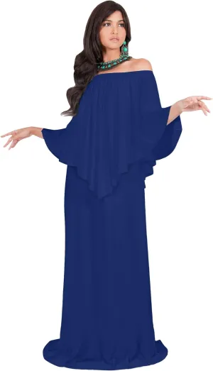 KOH KOH Women's 2025 Loose Fit Strapless Off Shoulder Flattering Cocktail Maxi Dress