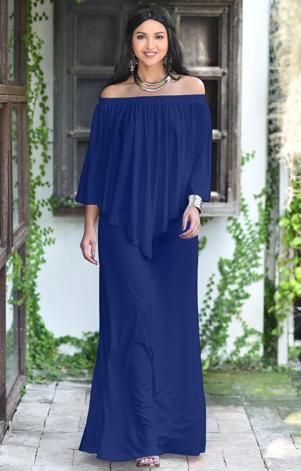KOH KOH Women's 2025 Loose Fit Strapless Off Shoulder Flattering Cocktail Maxi Dress
