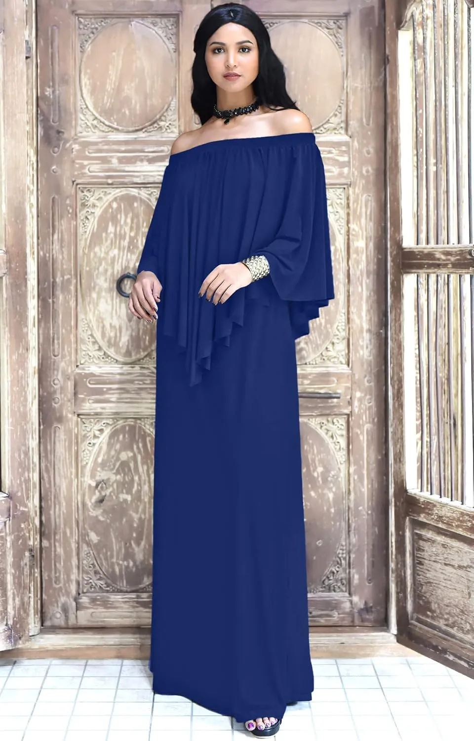 KOH KOH Women's 2025 Loose Fit Strapless Off Shoulder Flattering Cocktail Maxi Dress