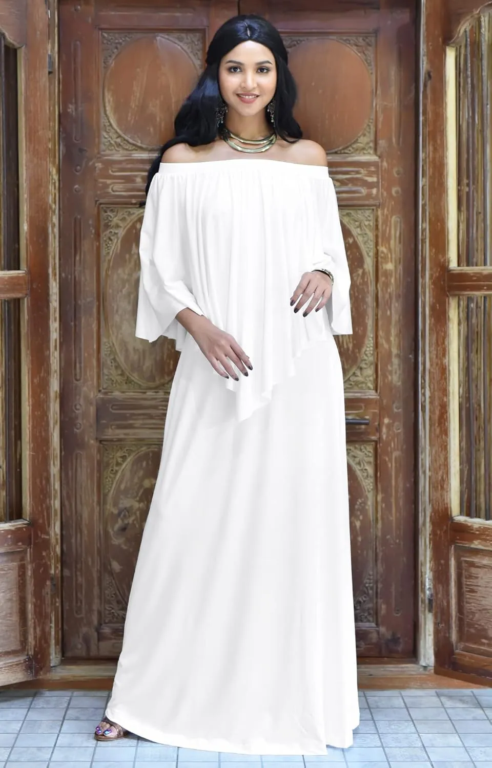 KOH KOH Women's 2025 Loose Fit Strapless Off Shoulder Flattering Cocktail Maxi Dress