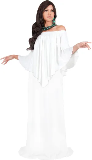 KOH KOH Women's 2025 Loose Fit Strapless Off Shoulder Flattering Cocktail Maxi Dress