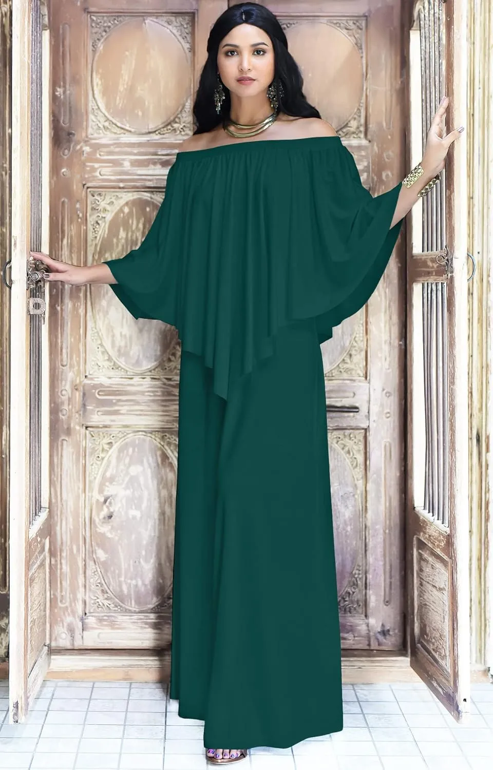 KOH KOH Women's 2025 Loose Fit Strapless Off Shoulder Flattering Cocktail Maxi Dress