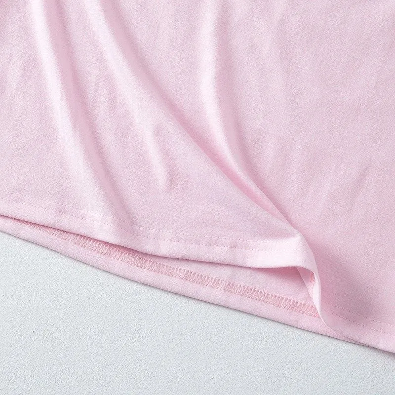 Letter Print  Round Neck Pink T-shirts for Mom and Me