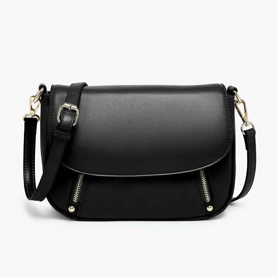 Lindsay Dual Zip Crossbody -Black