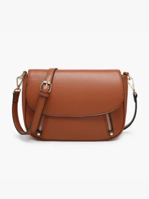 Lindsay Dual Zip Crossbody -Brown