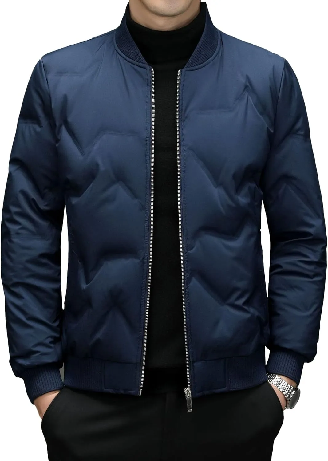 Maiyifu-GJ Puffer Jacket for Men Windproof Warm Lightweight Quilted Down Coat Winter Thicken Padded Jackets Outerwear