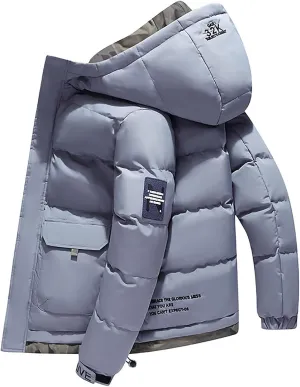 Mens Quilted Jacket, Workout Zip Up Long Sleeve Windbreaker Coat Repellent Running Rain Jacket Insulated Winter Work Coat