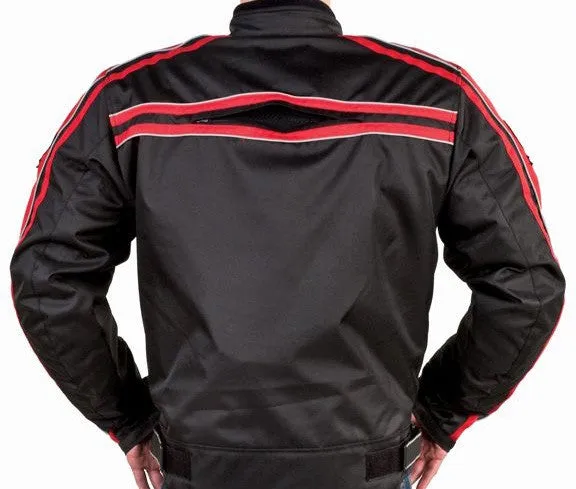 Mens Red Nylon Armored Motorcycle Jacket Night Vision Reflector