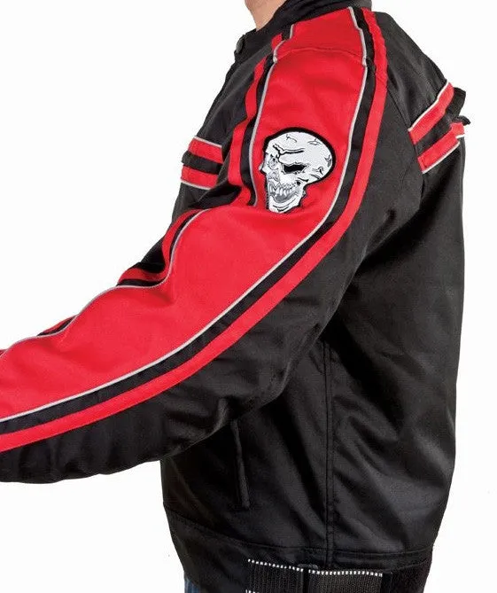 Mens Red Nylon Armored Motorcycle Jacket Night Vision Reflector