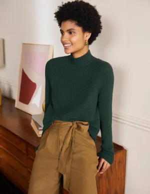 Mia Ribbed High Neck Jumper-Midnight Garden