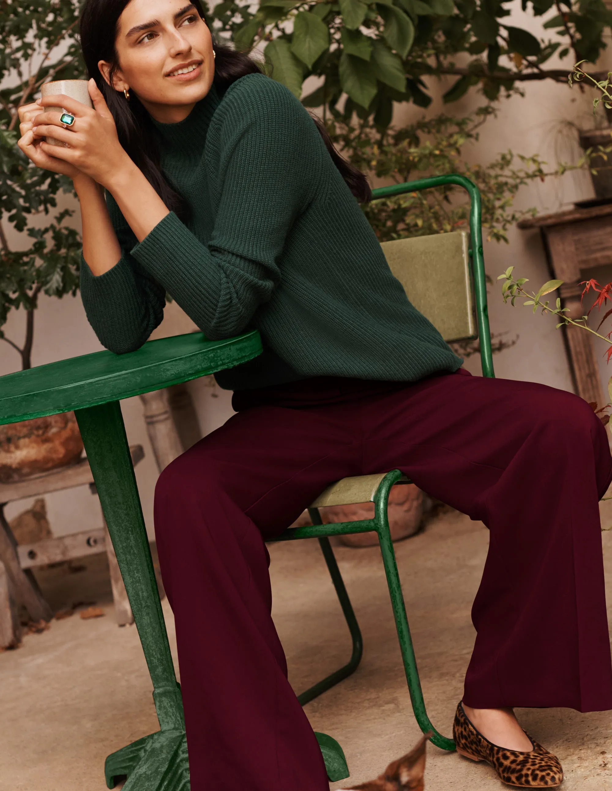 Mia Ribbed High Neck Jumper-Midnight Garden