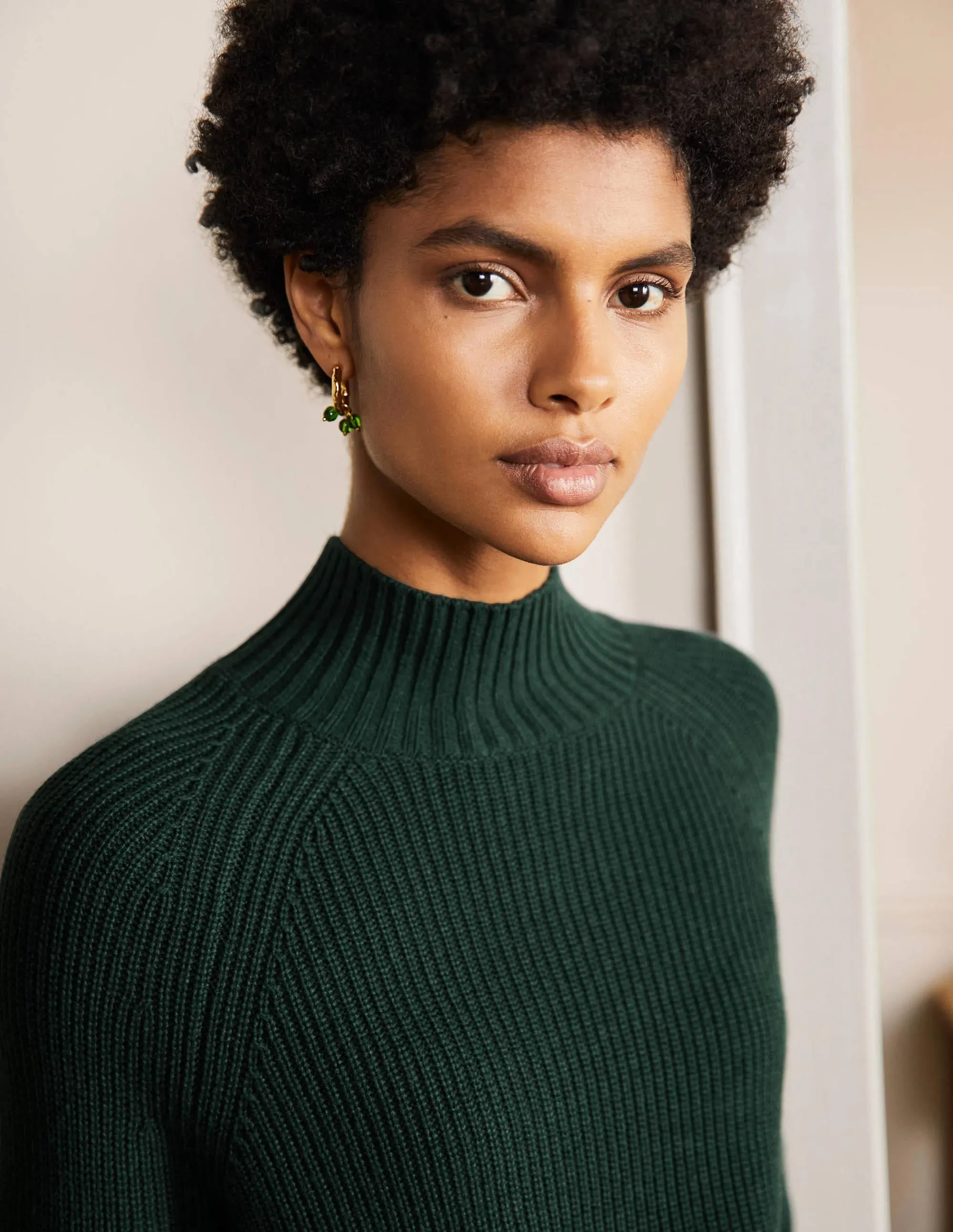 Mia Ribbed High Neck Jumper-Midnight Garden