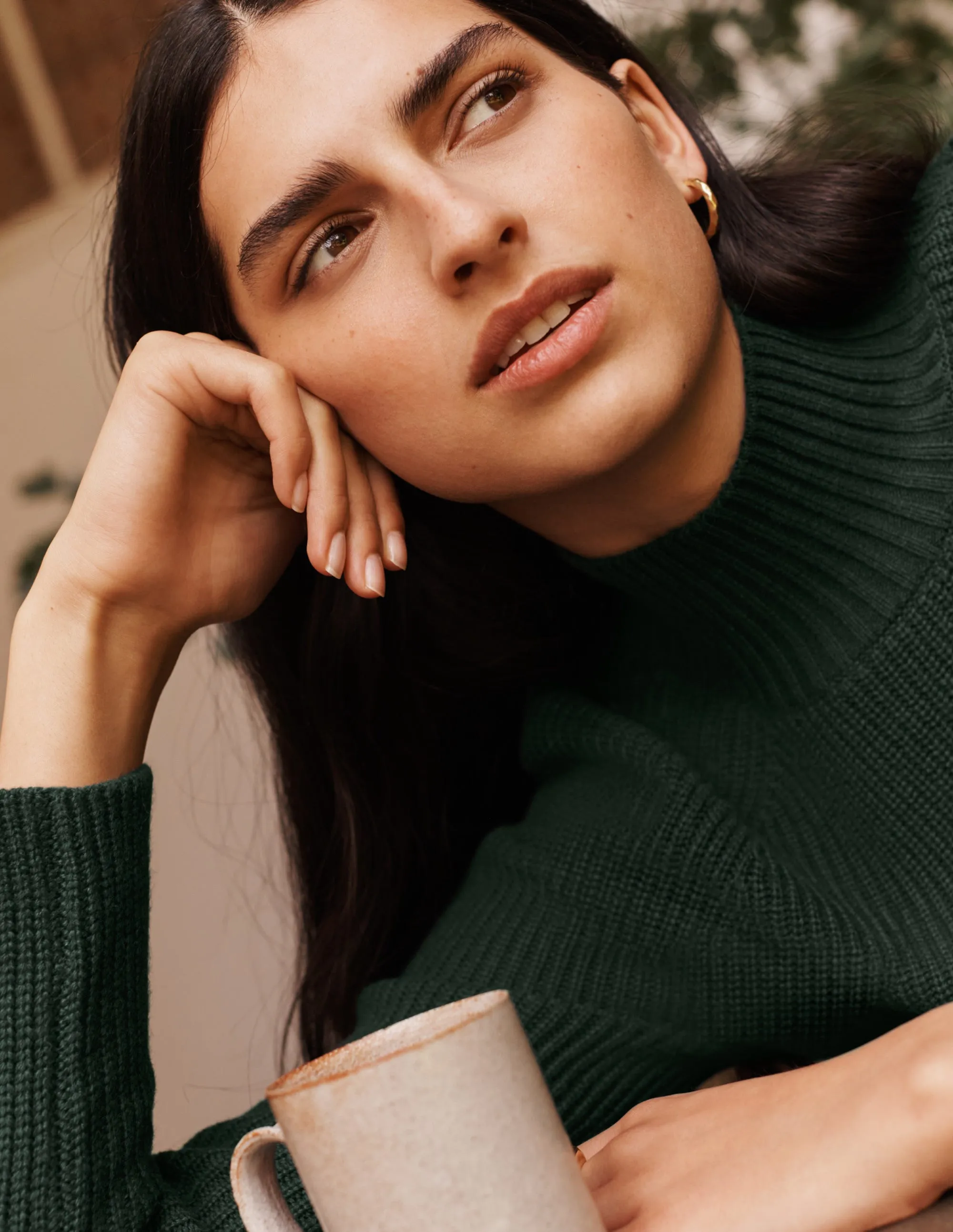 Mia Ribbed High Neck Jumper-Midnight Garden