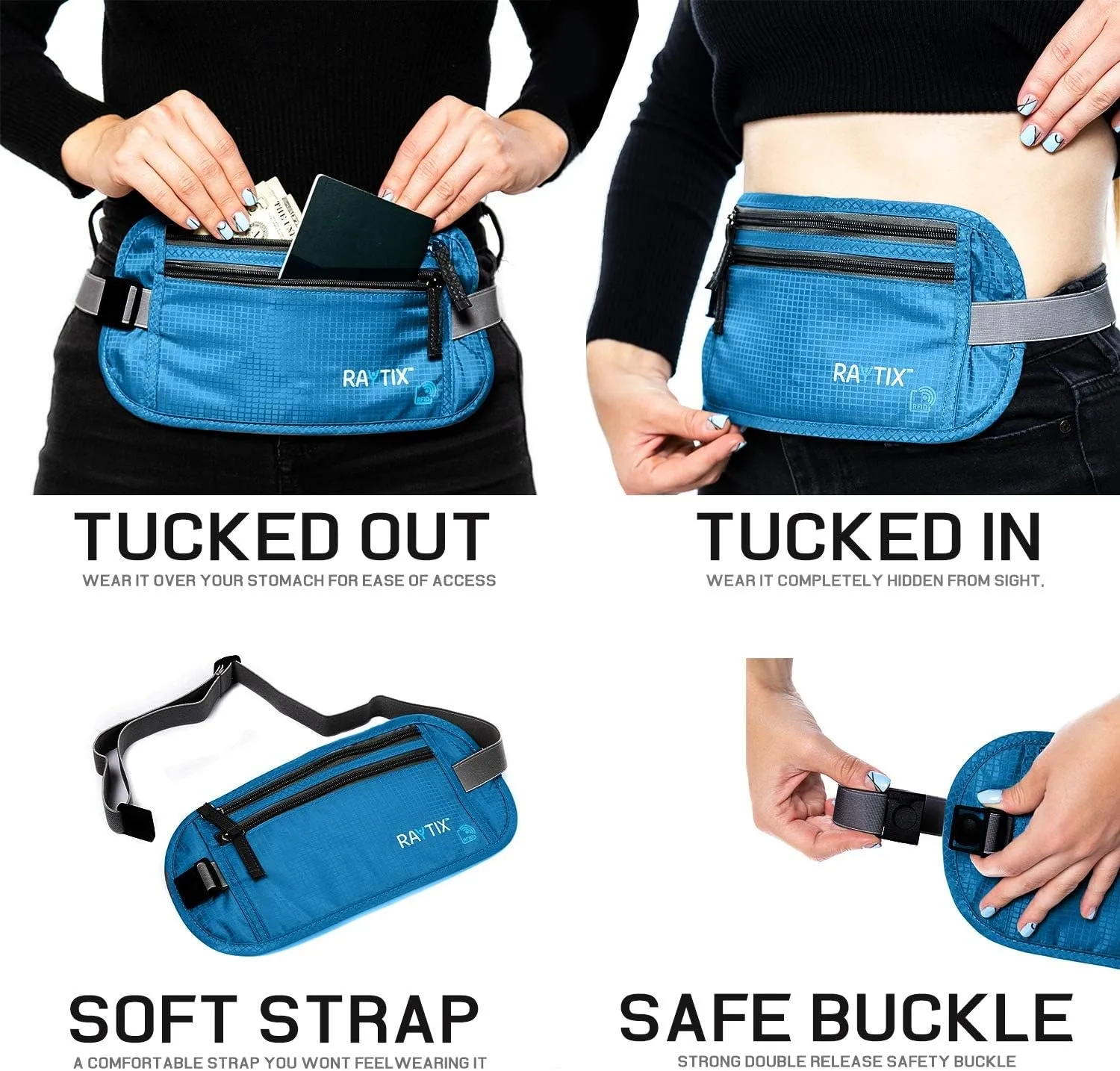 Money Belt For Travel Wallet Belt Passport Holder Travel Pouch to Protect You With RFID Transmissions Secure, Hidden