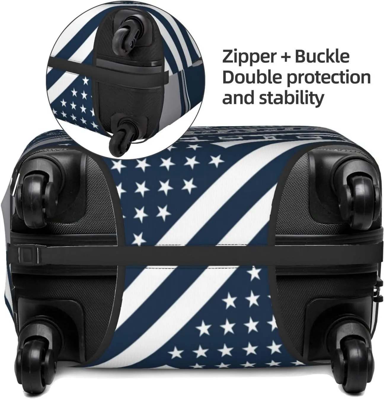 New York Luggage Cover, Custom Baseball Style Suitcase Cover, Blue, Polyester, Secure Closure, Top and Side Grip, One Size