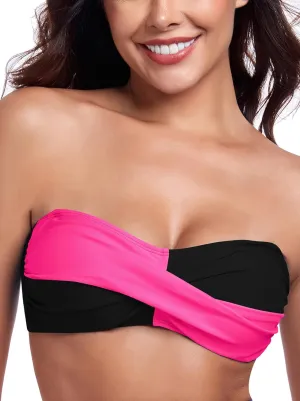 Ocean Blues Women's Strapless Bikini Top Bandeau Swimsuit Off Shoulders Bikini Top Wire-Free Bathing Suit Top