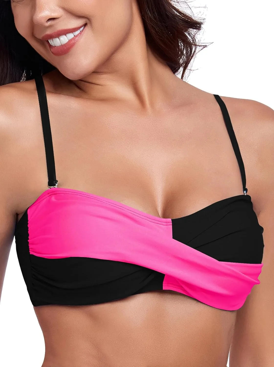 Ocean Blues Women's Strapless Bikini Top Bandeau Swimsuit Off Shoulders Bikini Top Wire-Free Bathing Suit Top