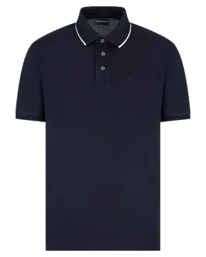 Polo in Piquet Stretch con Ricamo Micro Eagle