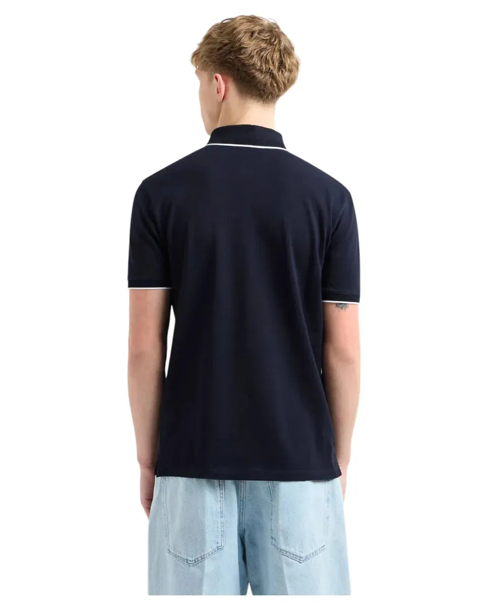Polo in Piquet Stretch con Ricamo Micro Eagle