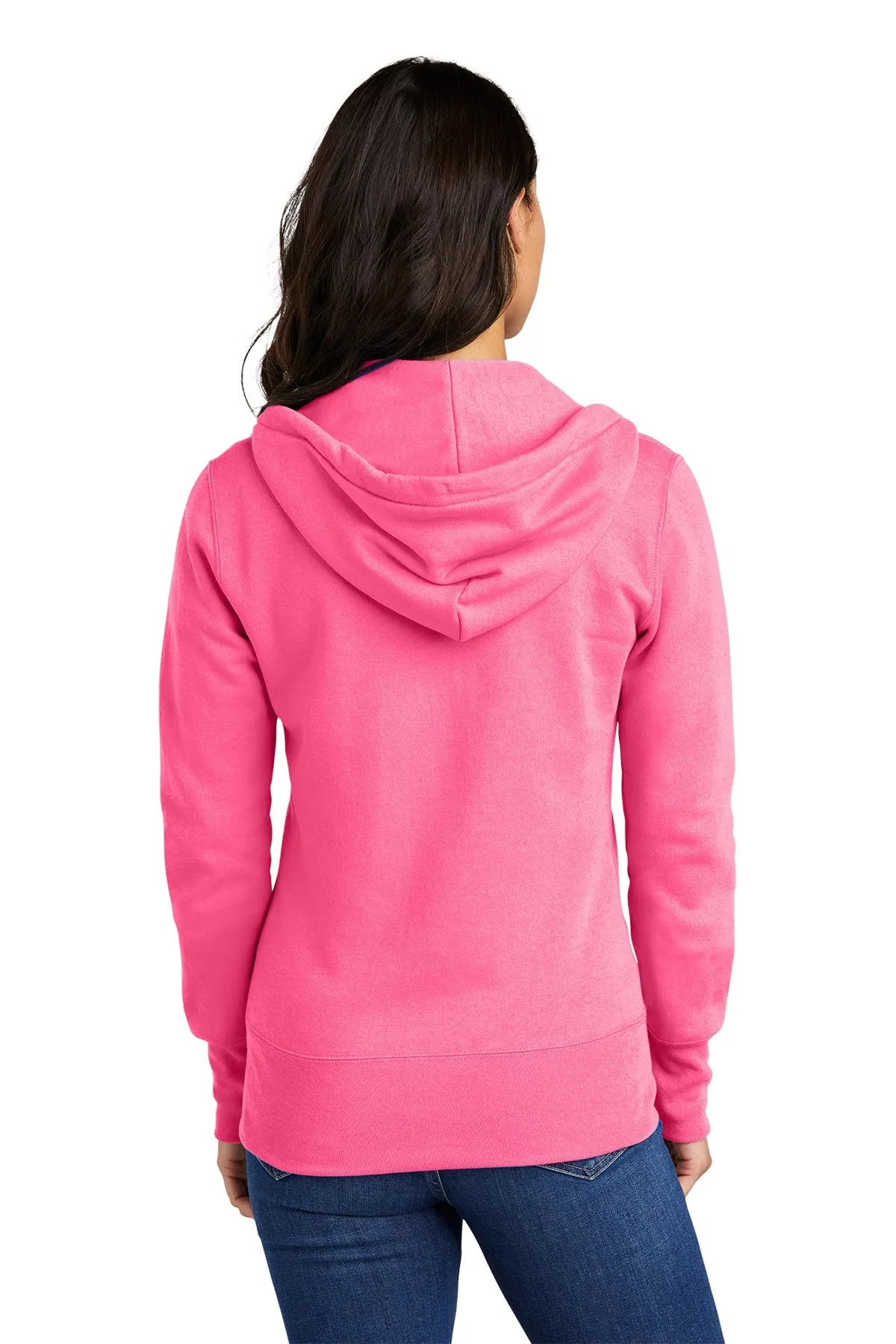 Port & Company Ladies Core Fleece Custom Zip Hoodies, Neon Pink