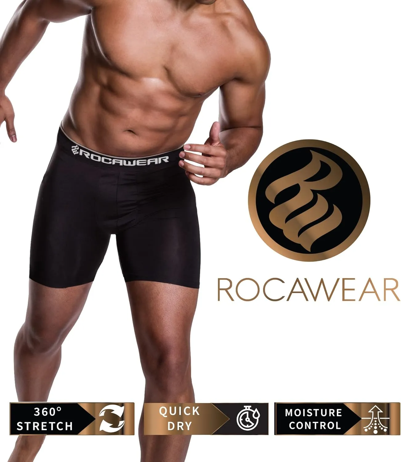 Rocawear Performance 4, 5 or 6 Pack Sport Fit Underwear, Stretch Performance Breathable Cool Support Men Boxer Briefs