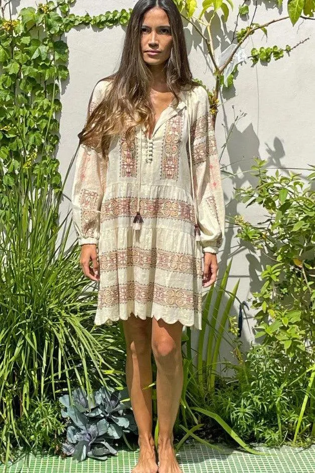 Rose and Rose - Ravello Eva Embroidered Tiered Dress