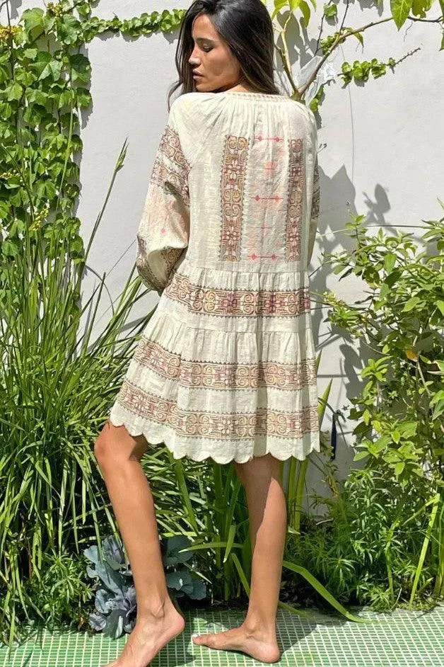 Rose and Rose - Ravello Eva Embroidered Tiered Dress