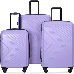 Secure Travels with Lightweight 3 Piece Luggage Set, Hard-Shell Suitcases with Spinner Wheels and TSA Lock, Light Purple