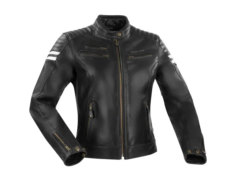 SEGURA 🇫🇷 FUNKY AKA STRIPE 2 WOMEN'S MOTORCYCLE JACKET BLACK/WHITE - CE Level AAA Rated
