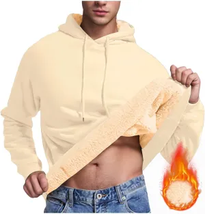 Sherpa Hoodies for Men Heavyweight Fleece Lined Sweatshirts Thicken Warm Winter Pullover Casual Hooded Thermal Coats