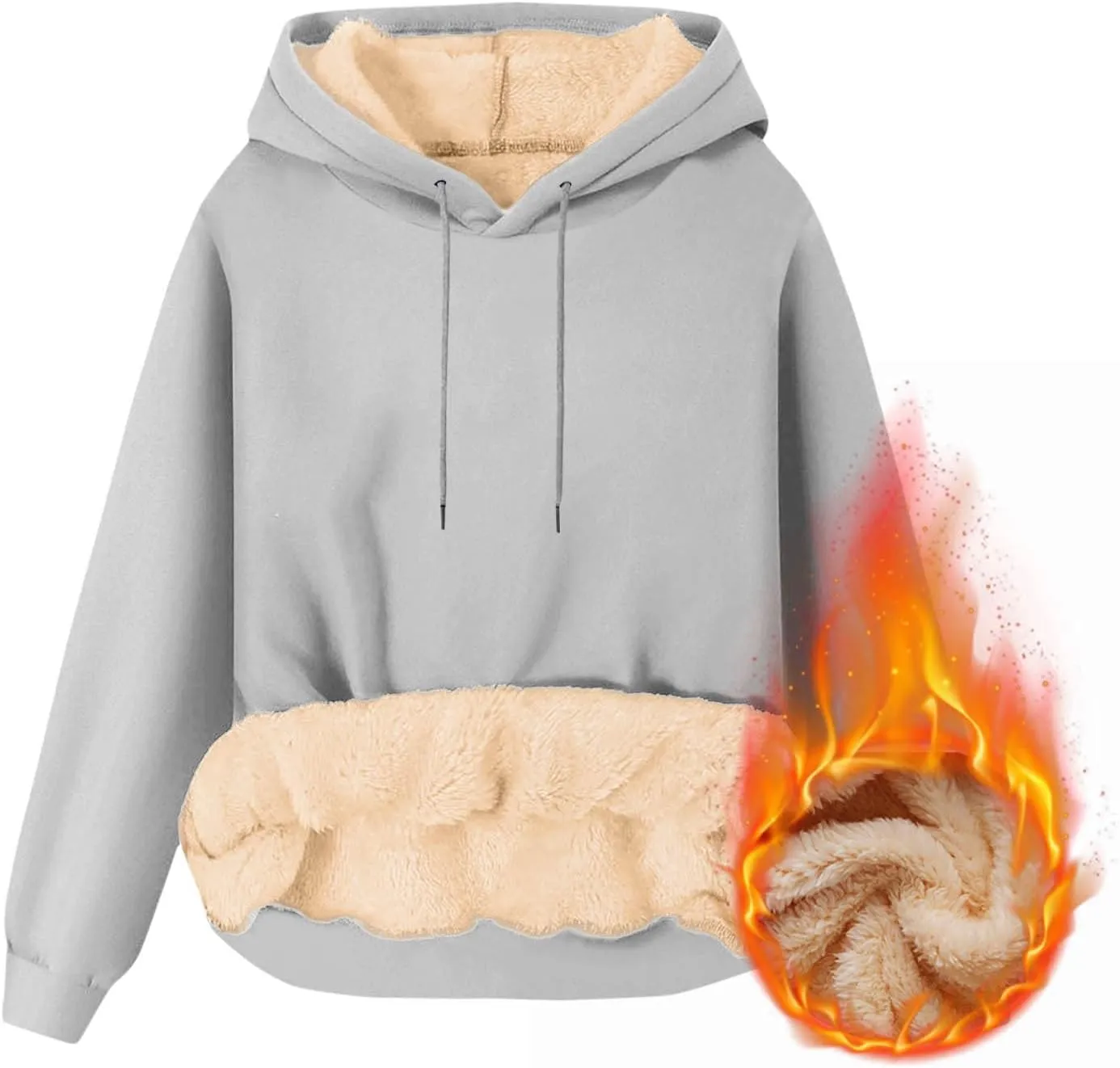 Sherpa Hoodies for Men Heavyweight Fleece Lined Sweatshirts Thicken Warm Winter Pullover Casual Hooded Thermal Coats