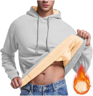 Sherpa Hoodies for Men Heavyweight Fleece Lined Sweatshirts Thicken Warm Winter Pullover Casual Hooded Thermal Coats