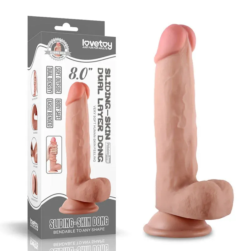 Sliding Skin Dual Layer Dong -  20.3 cm (8'') Dong with Flexible Skin