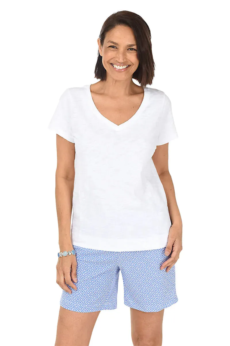 Solid Slub Knit V-Neck Top
