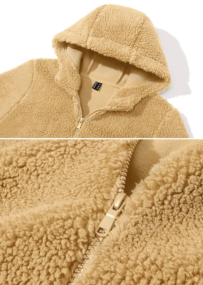 Stylish Fluffy Women's Jacket with Hood with Zipper - SF0905
