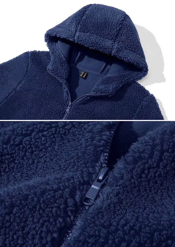 Stylish Fluffy Women's Jacket with Hood with Zipper - SF0905