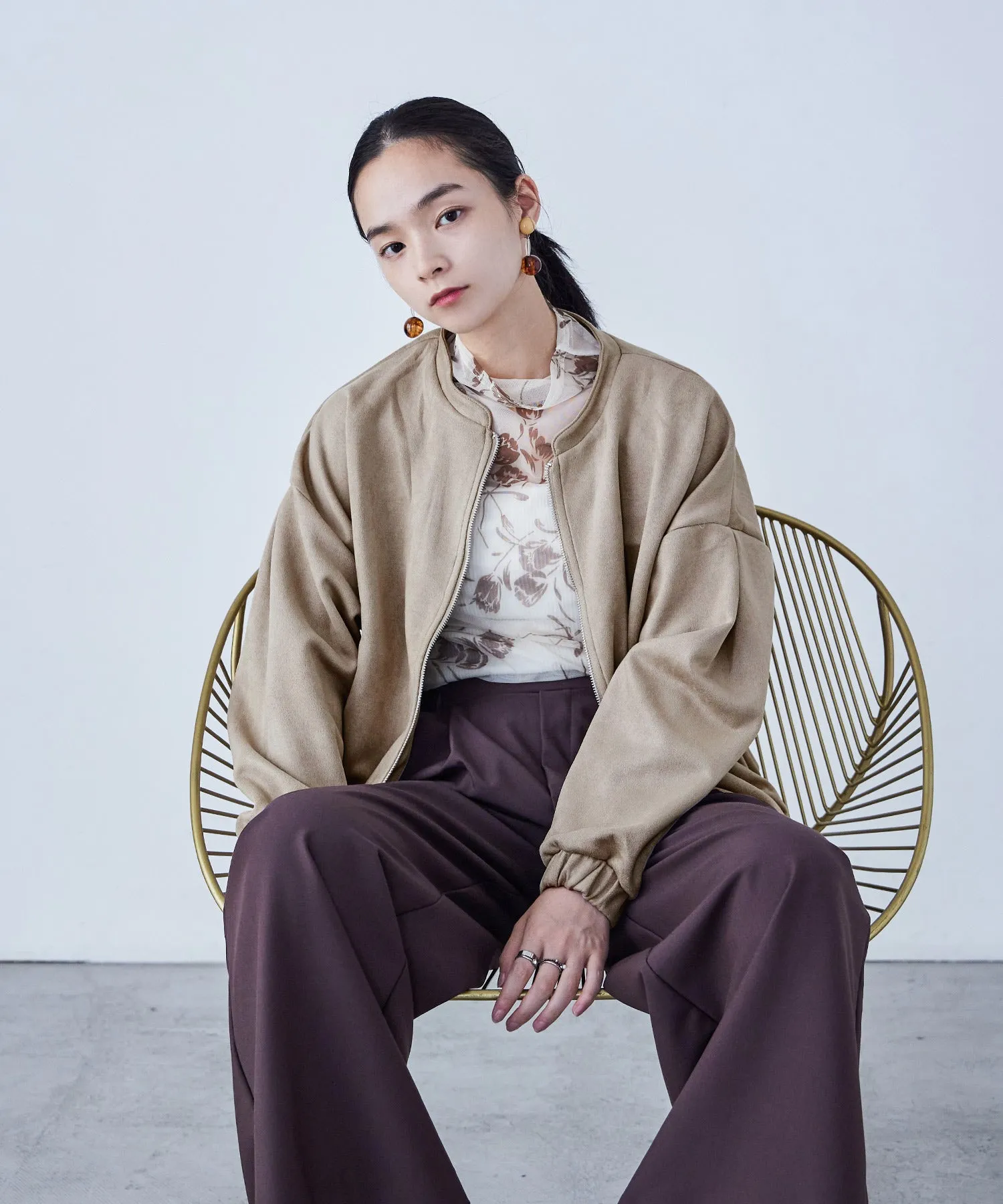 Suede Ponte Zip Blouson