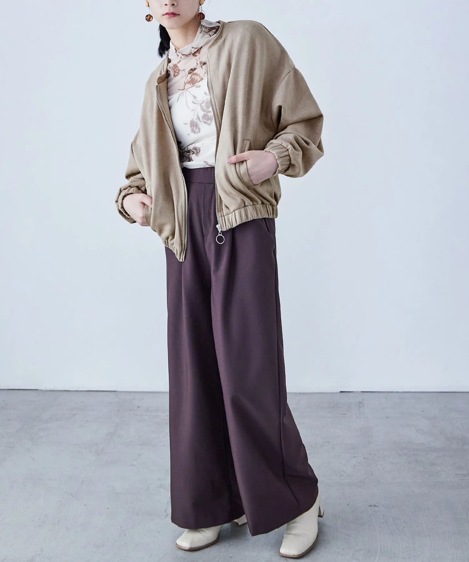 Suede Ponte Zip Blouson