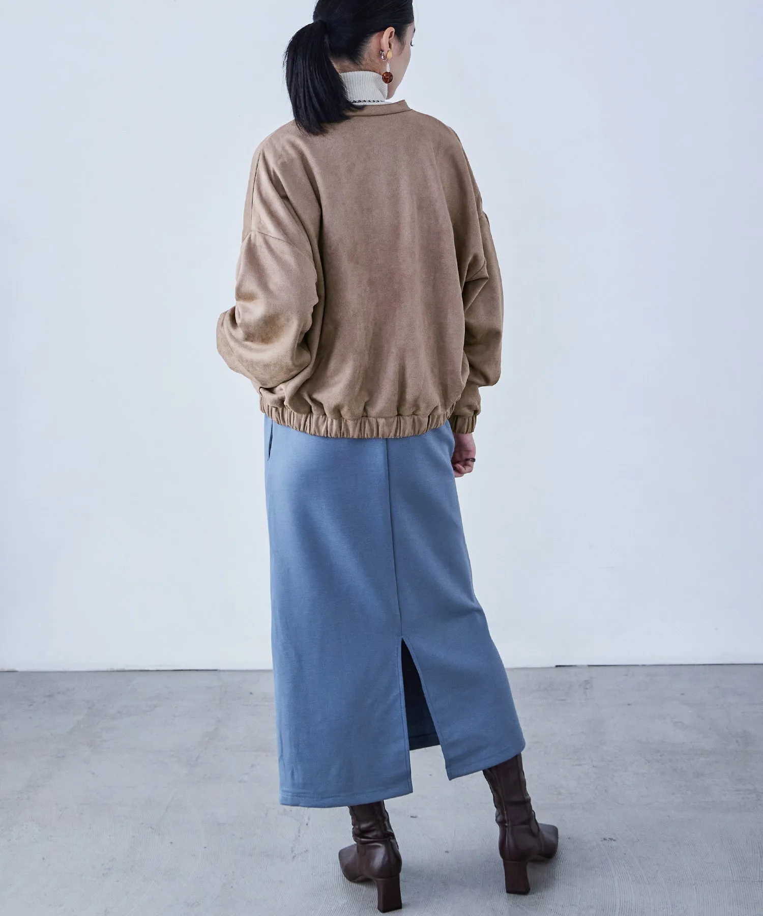 Suede Ponte Zip Blouson