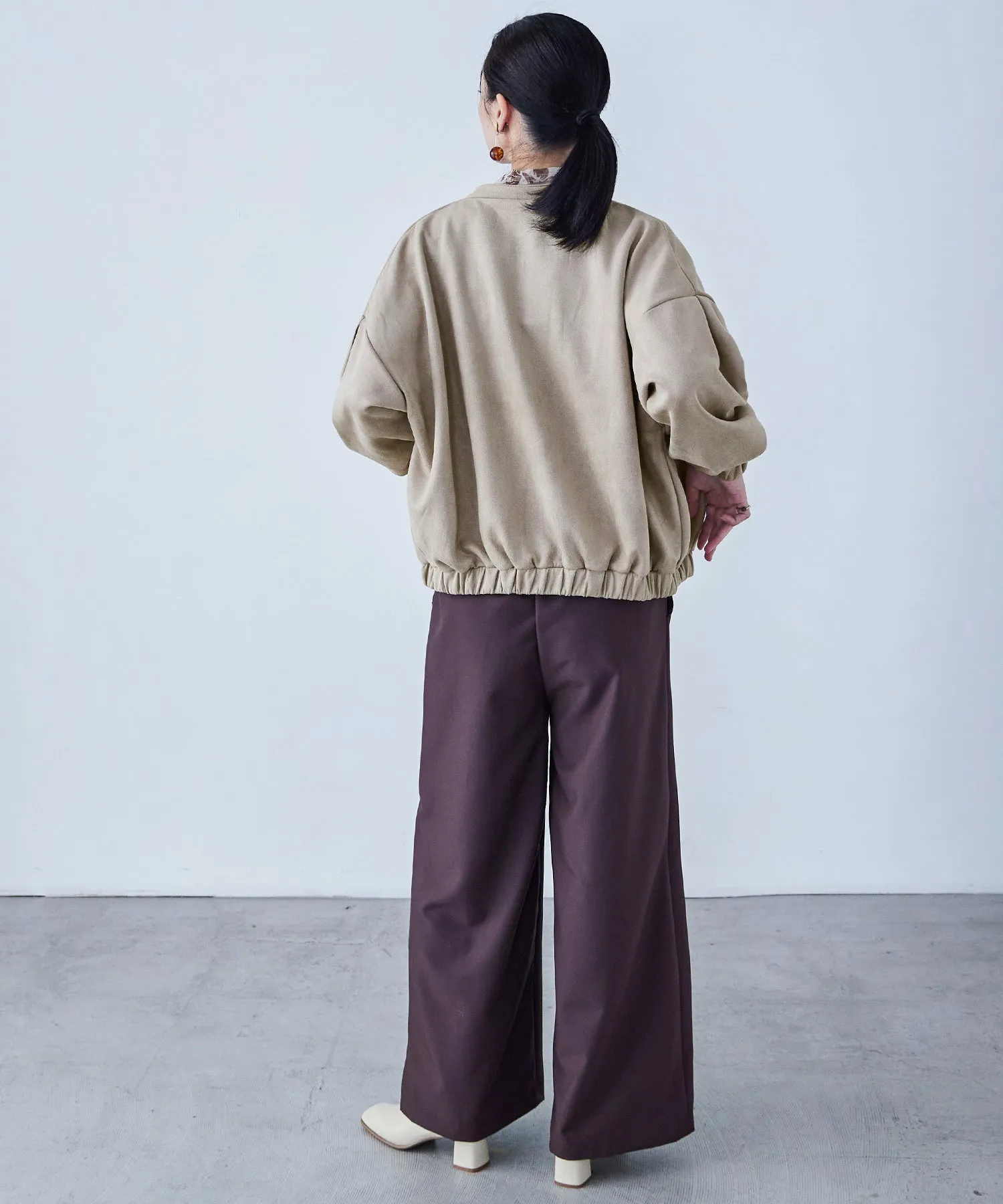 Suede Ponte Zip Blouson